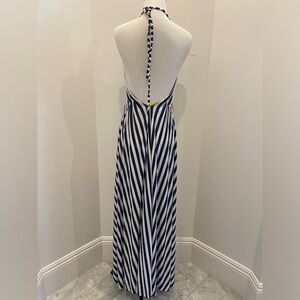 TOV Blue and White Striped Halter Dress Size 42